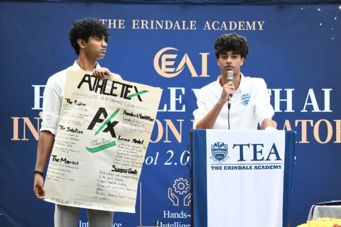 Students present a sporting-goods selection concept.
