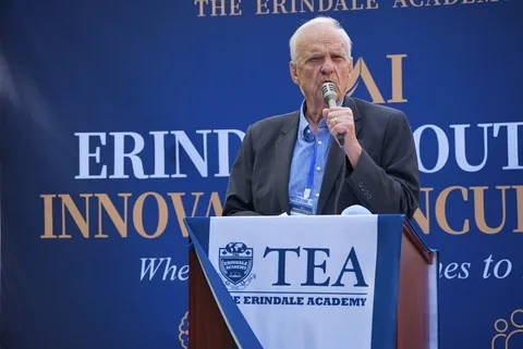 Professor Charles Hopkins delivers remarks at the launch.